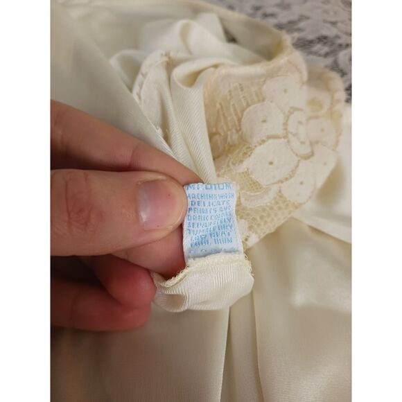 Vintage Repaired Cream High Neck Flowy Slip Dress - Picture 12 of 15